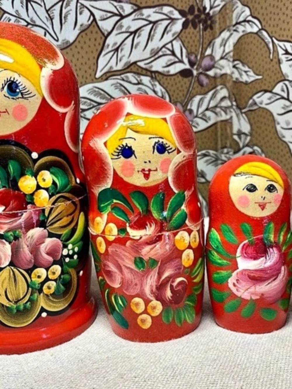 Hand Painted Wood Babushka Nesting Dolls